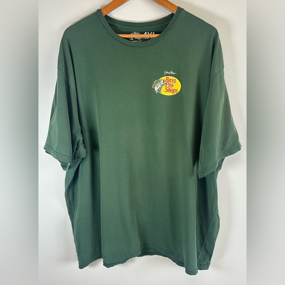 Bass Pro Shops Mens Green T-shirt Classic Leaping Bass Logo Johnny Morris 4XL - Picture 1 of 7